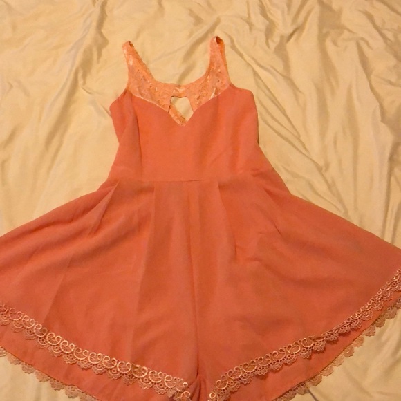 Coral color romper - Picture 1 of 5